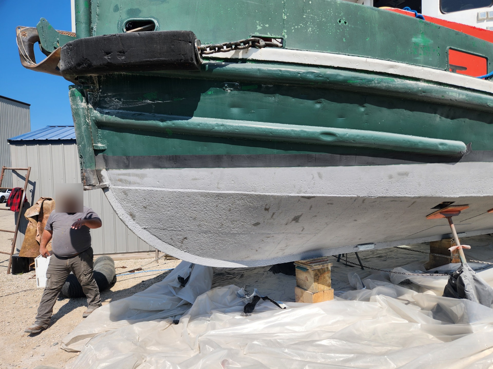 Vessel hull worn and pitted below the waterline