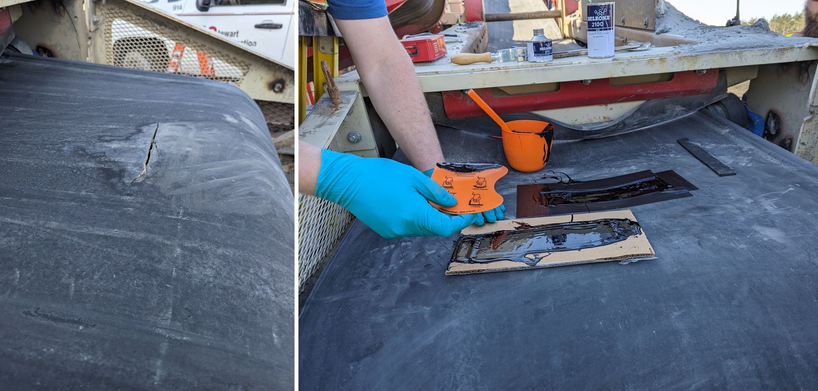 Conveyor belt kept running — before and after