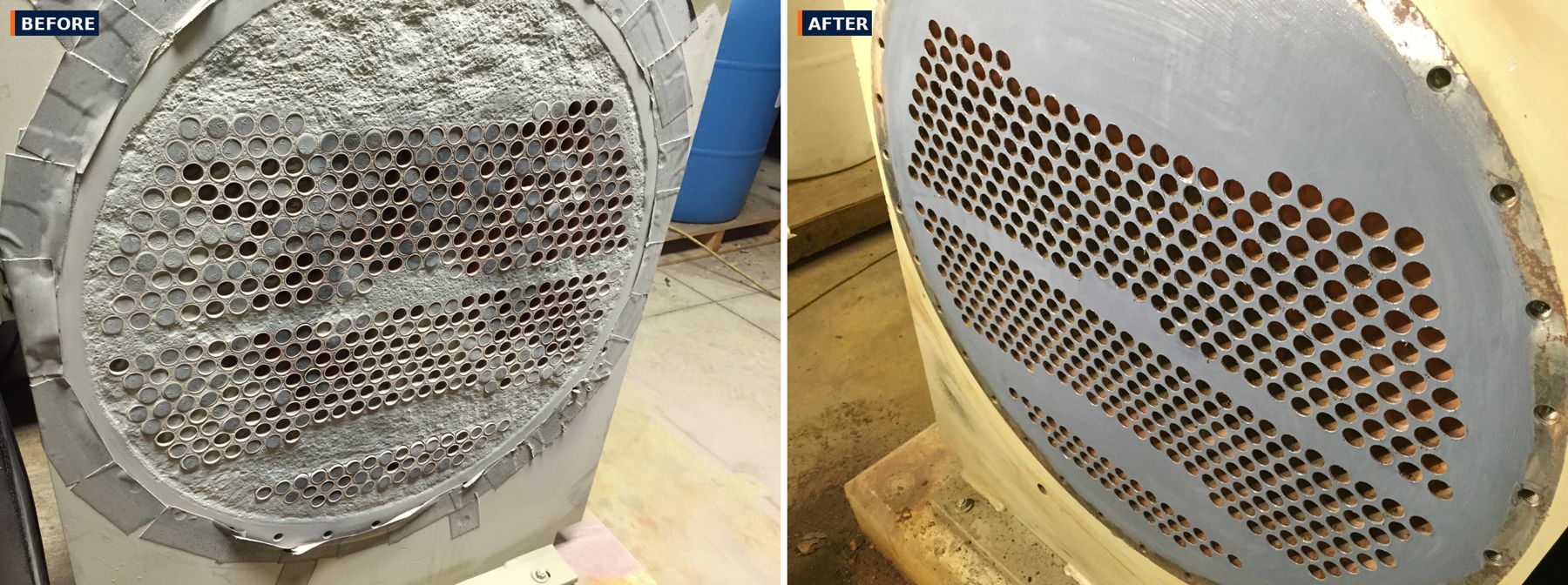 Corrosion halted on process equipment — before and after