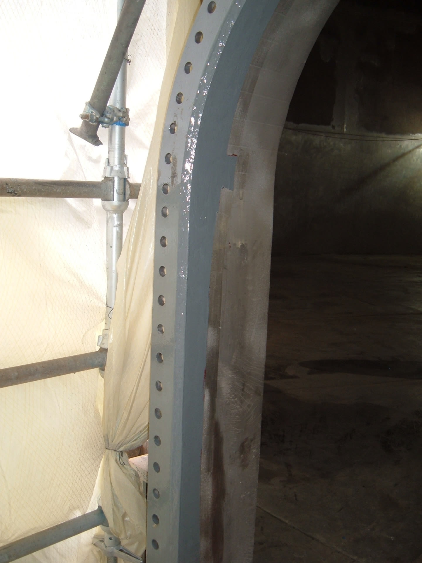 Gasket face sealed on the clarifier doorway.