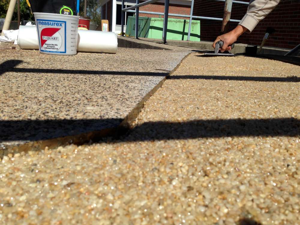 The rebuild smoothed out level with the surrounding concrete.