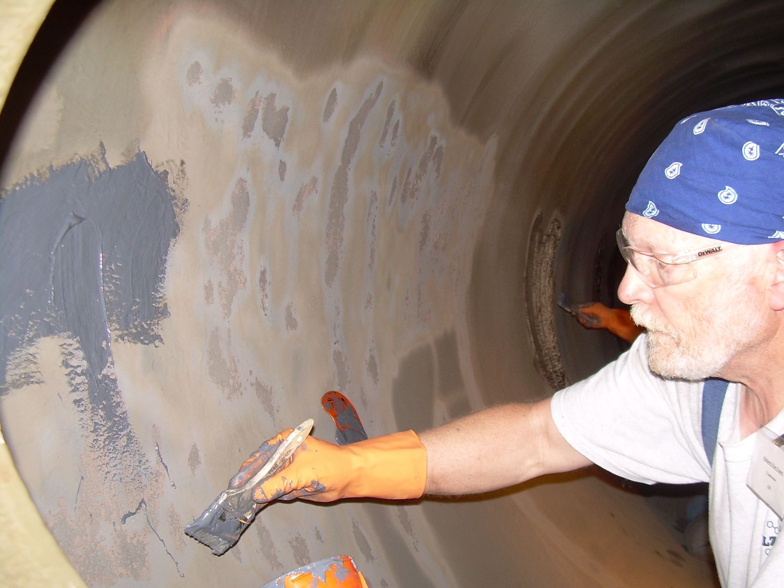 Belzona lining applied inside a large pipe