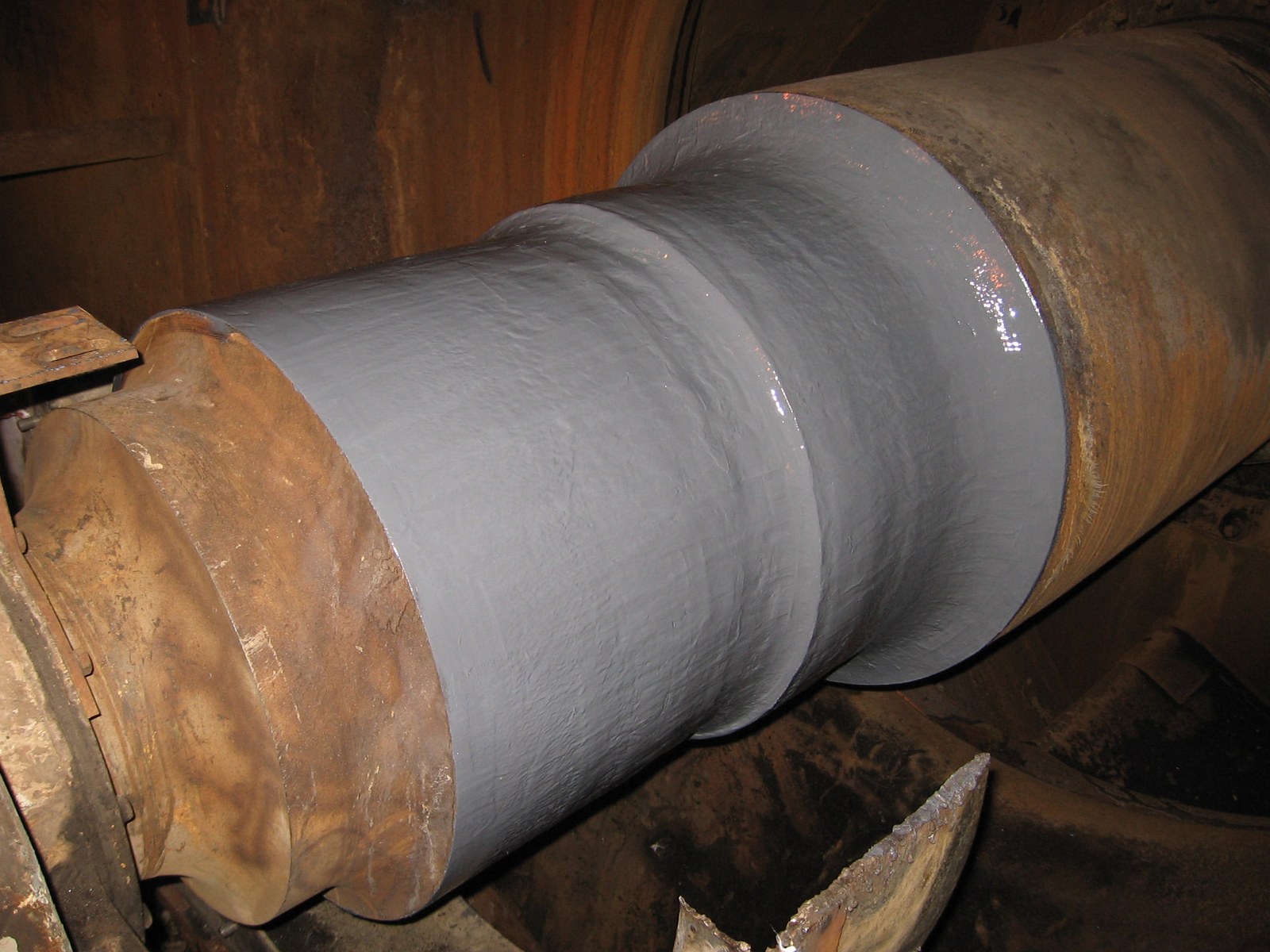 ID fan shaft rebuilt and coated with Belzona after repair