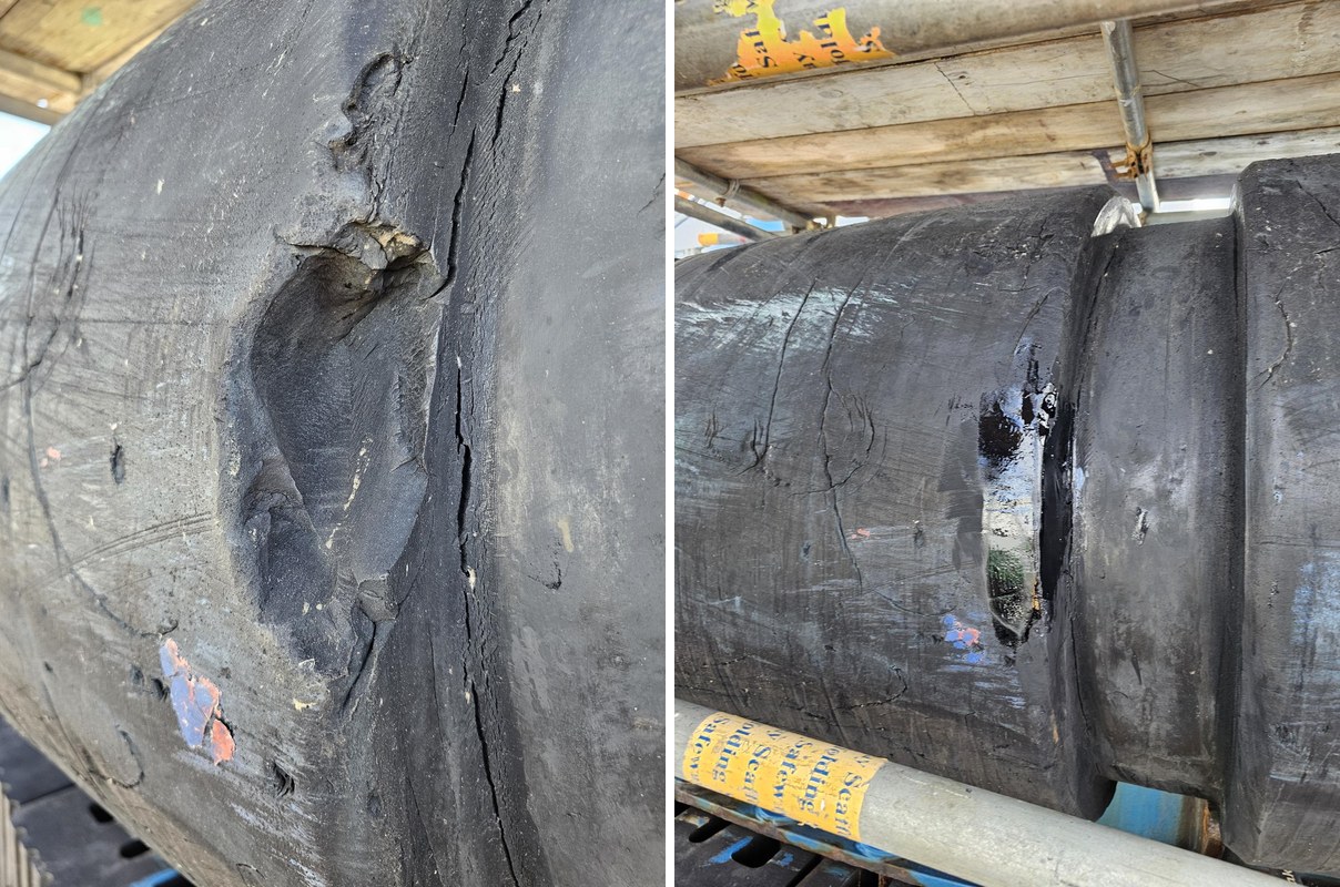 Rubber linings against abrasion — before and after