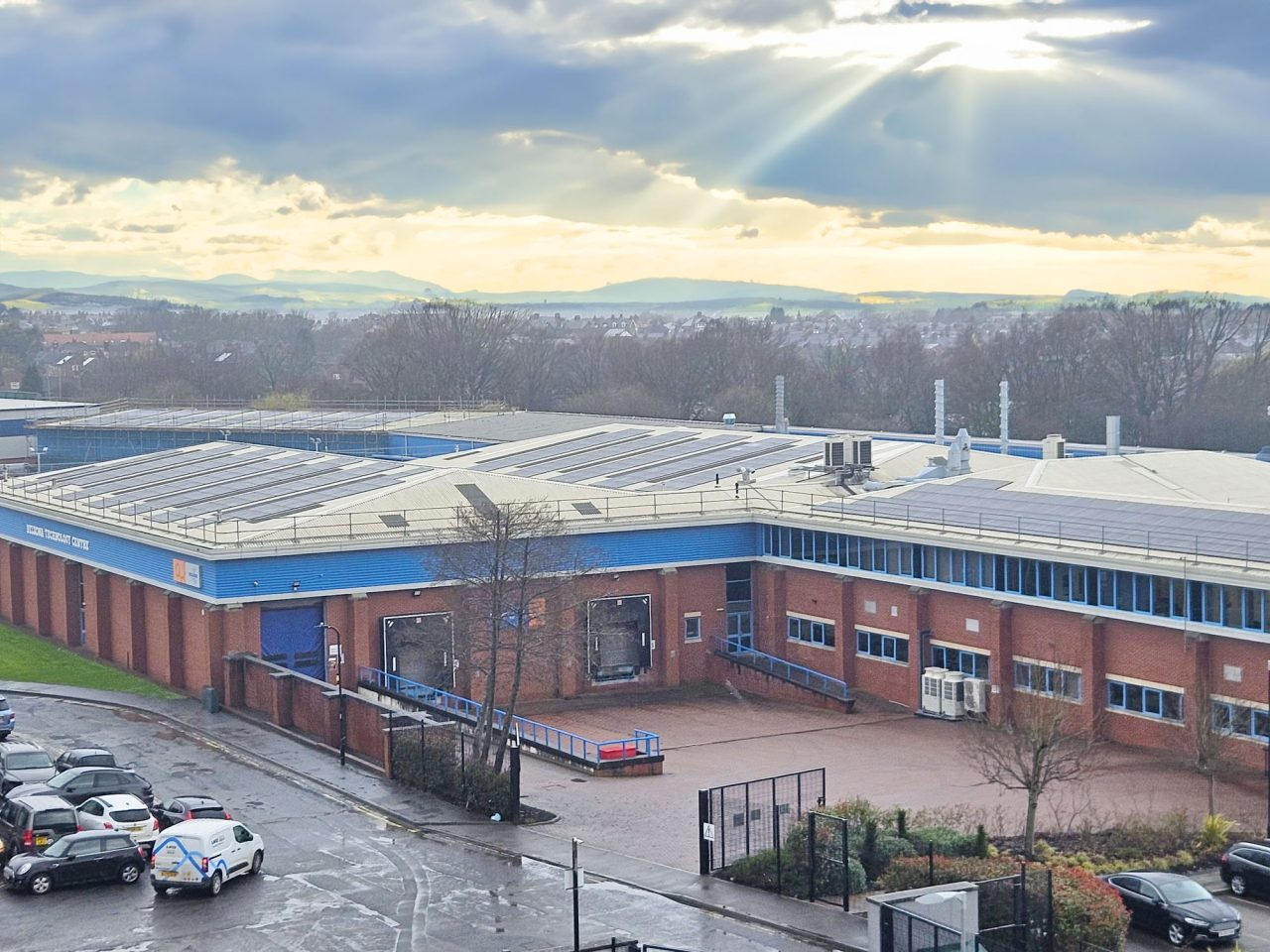 Solar panels on the roof of Belzona's Harrogate, UK facility